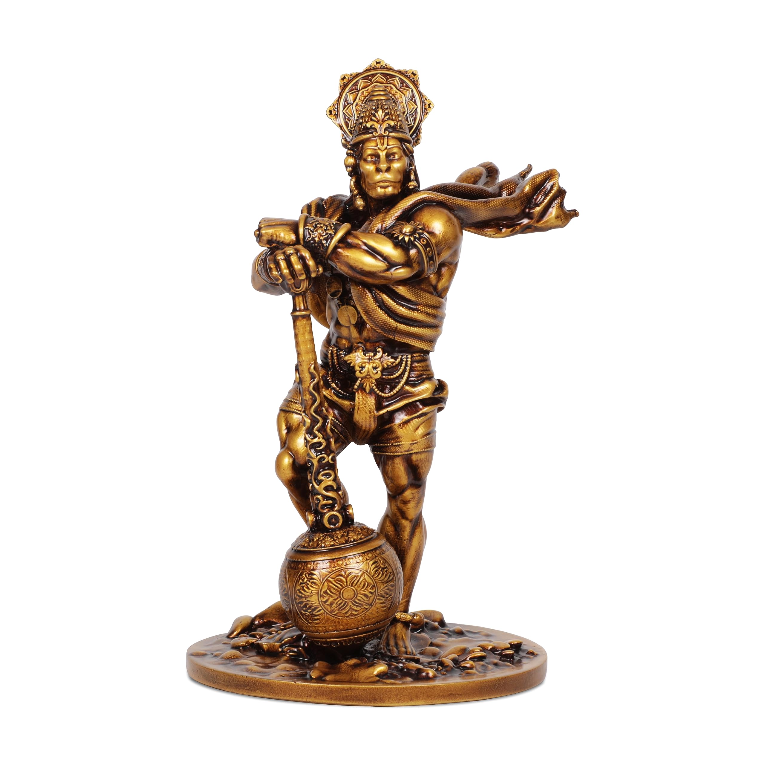 Artarium Bahubali Hanuman Statue for Home Decor Marble & Resin Lord Hanuman Idol Hinduism Devotee Bajrang Bali Statues Temple Decoration Hanuman Murti Showpiece Item, Height 7.48 Inch, Antique