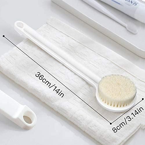 Body Brush -Dry Brushing Shower Bath Brush Long Handle Gentle Back Skin Scrubber Exfoliate Massage Improve Blood Circulation Cellulite Treatment - (Pack of 2)